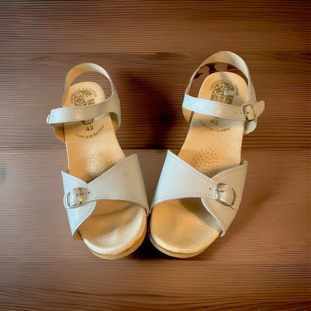 Worishofer Sandals US 11 Cork Wedge Leather Boho Comfort Vintage 90s Style